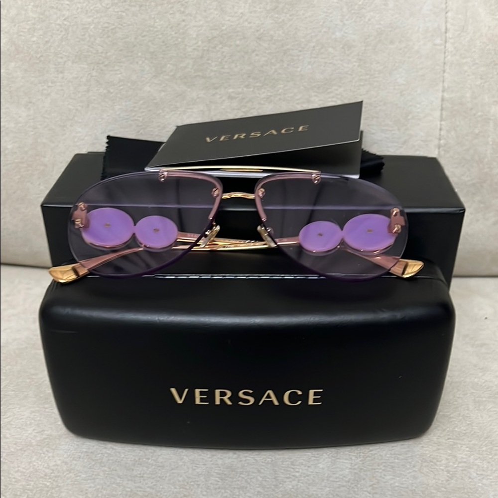 Versace Purple and Gold Women's Sunglasses